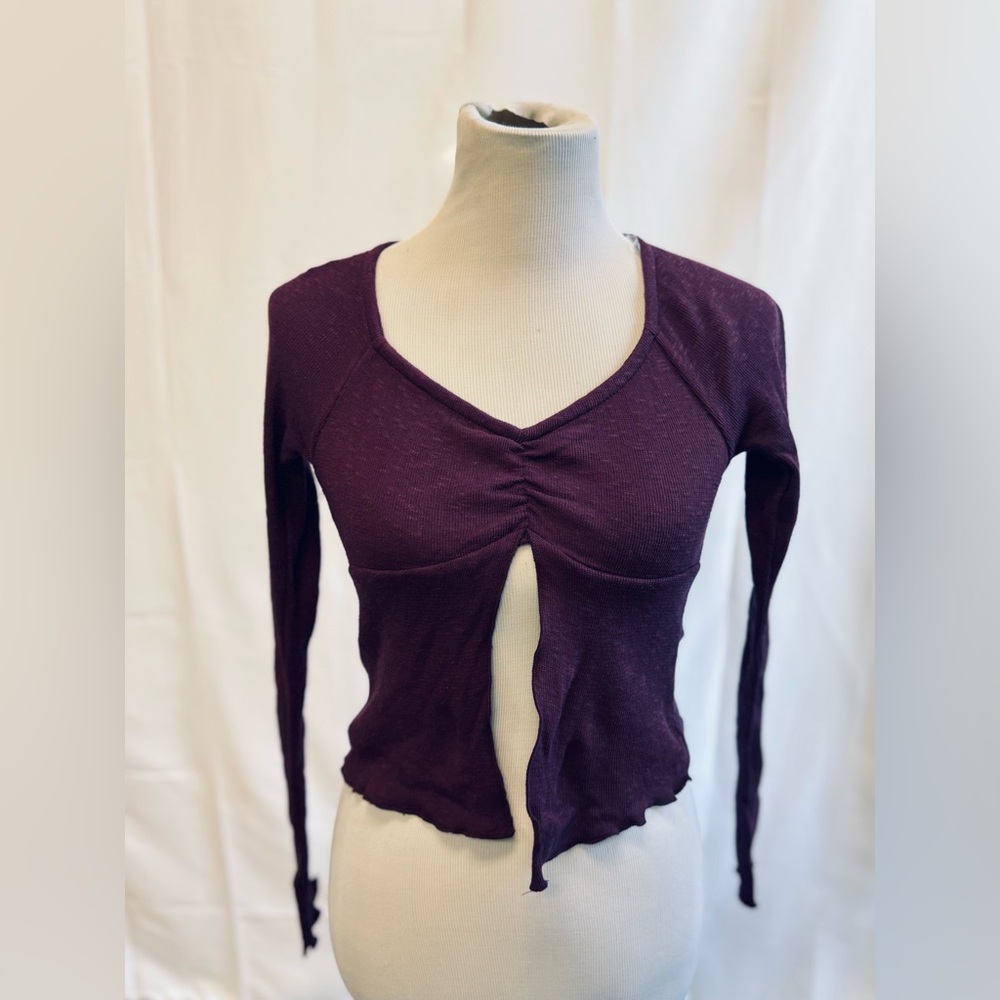 RSQ Women’s NWT Texture Long Sleeve Top Split Front‎ Size XS MSRP $25